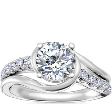Split Embrace Pave Engagement Ring ​in 14k White Gold